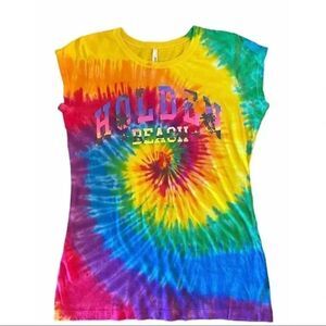 Exist Tie Dye Swirl Women Short Sleeves Tee SZ L